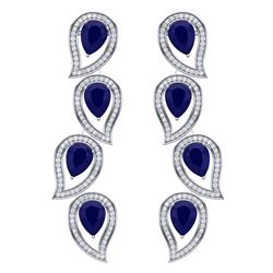 16.44 ctw Sapphire & VS Diamond Earrings 18K White Gold - REF-318M2F - SKU:39456