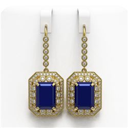 23.79 ctw Sapphire & Diamond Earrings 14K Yellow Gold - REF-446A2V - SKU:43528