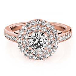 0.85 ctw VS/SI Diamond Halo Ring 18K Rose Gold - REF-78R2K - SKU:26456
