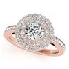 Image 2 : 0.85 ctw VS/SI Diamond Halo Ring 18K Rose Gold - REF-78R2K - SKU:26456