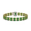 Image 3 : 28.76 ctw Jade & Diamond Bracelet 14K Yellow Gold - REF-190W9H - SKU:45820