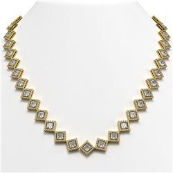 31.92 ctw Princess Diamond Necklace 18K Yellow Gold - REF-4440W3H - SKU:42850