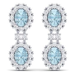8.8 ctw Sky Topaz & VS Diamond Earrings 18K White Gold - REF-223V6Y - SKU:38820