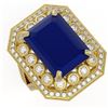 Image 1 : 16.44 ctw Sapphire & Diamond Ring 14K Yellow Gold - REF-314V5Y - SKU:43552