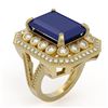 Image 2 : 16.44 ctw Sapphire & Diamond Ring 14K Yellow Gold - REF-314V5Y - SKU:43552