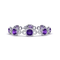 30 ctw Amethyst & VS/SI Diamond Bracelet 14K White Gold - REF-368Y9X - SKU:23015