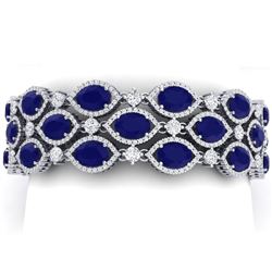 47.84 ctw Sapphire & VS Diamond Bracelet 18K White Gold - REF-1145R5K - SKU:38892