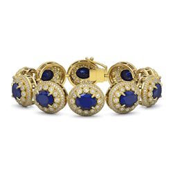 49.17 ctw Sapphire & Diamond Bracelet 14K Yellow Gold - REF-1334A4V - SKU:43717
