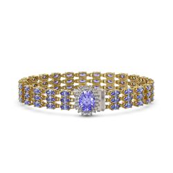 25.54 ctw Tanzanite & Diamond Bracelet 14K Yellow Gold - REF-240W3H - SKU:45832