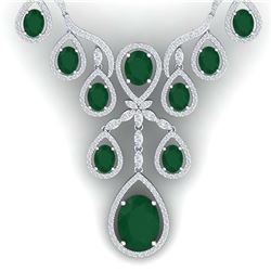 37.66 ctw Emerald & VS Diamond Necklace 18K White Gold - REF-963A6V - SKU:38556