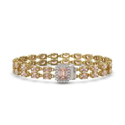 26.96 ctw Morganite & Diamond Bracelet 14K Yellow Gold - REF-356F5N - SKU:45778