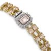 Image 2 : 26.96 ctw Morganite & Diamond Bracelet 14K Yellow Gold - REF-356F5N - SKU:45778