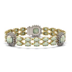 29.7 ctw Opal & Diamond Bracelet 14K Yellow Gold - REF-536M5F - SKU:44869