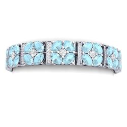32.39 ctw Sky Topaz & VS Diamond Bracelet 18K White Gold - REF-690V9Y - SKU:39024