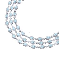84.57 ctw Sky Topaz & VS Diamond Necklace 18K White Gold - REF-1436H4M - SKU:38952