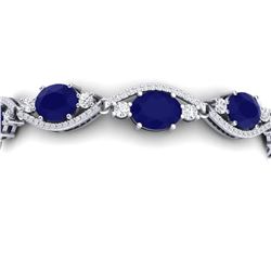 22.15 ctw Sapphire & VS Diamond Bracelet 18K White Gold - REF-400F2N - SKU:38964