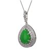 Image 1 : 10.41 ctw Jade & Diamond Necklace 14K White Gold - REF-215N3A - SKU:46191