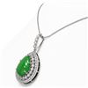Image 3 : 10.41 ctw Jade & Diamond Necklace 14K White Gold - REF-215N3A - SKU:46191