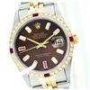 Image 1 : Rolex Men's Two Tone 14K Gold/SS, QuickSet, Diam/Ruby Dial & Diam/Ruby Bezel - REF-557H2W