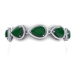 28.31 ctw Emerald & VS Diamond Bracelet 18K White Gold - REF-527N3A - SKU:39555