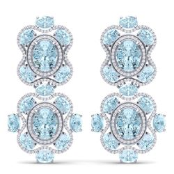 34.96 ctw Sky Topaz & VS Diamond Earrings 18K White Gold - REF-418H2M - SKU:39321