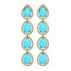 Image 1 : 8.40 ctw Turquoise & Diamond Halo Earrings 10K Yellow Gold - REF-183R3K - SKU:46036