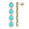 Image 2 : 8.40 ctw Turquoise & Diamond Halo Earrings 10K Yellow Gold - REF-183R3K - SKU:46036