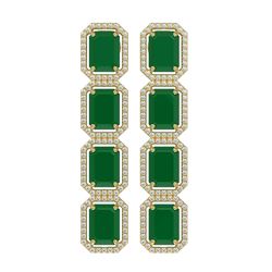 20.59 ctw Emerald & Diamond Halo Earrings 10K Yellow Gold - REF-248Y2X - SKU:41572