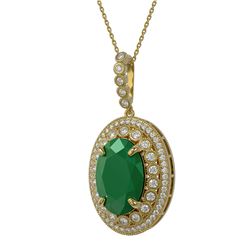 18.25 ctw Emerald & Diamond Necklace 14K Yellow Gold - REF-343K5W - SKU:43894