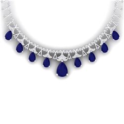 56.94 ctw Sapphire & VS Diamond Necklace 18K White Gold - REF-1072X7R - SKU:38706