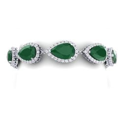 42 ctw Emerald & VS Diamond Bracelet 18K White Gold - REF-636F4N - SKU:38856
