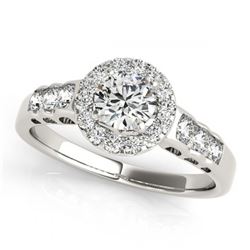 1.30 ctw VS/SI Diamond Halo Ring 18K White Gold - REF-164X6R - SKU:26976