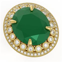 29.04 ctw Emerald & Diamond Ring 14K Yellow Gold - REF-494X7R - SKU:43912