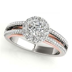 0.75 ctw VS/SI Diamond Solitaire Halo Ring 18K White & Rose Gold - REF-97K9W - SKU:26632