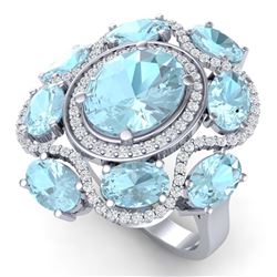 9.26 ctw Sky Topaz & VS Diamond Ring 18K White Gold - REF-178X2R - SKU:39303