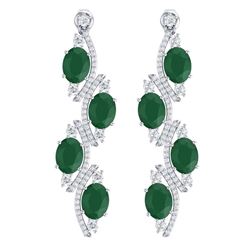 16.12 ctw Emerald & VS Diamond Earrings 18K White Gold - REF-290K9W - SKU:38976
