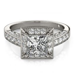 2.1 ctw VS/SI Princess Diamond Halo Ring 18K White Gold - REF-232F3N - SKU:27171
