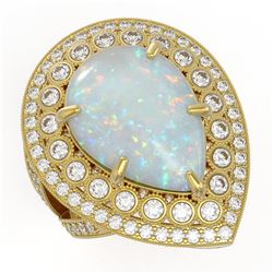 11.19 ctw Opal & Diamond Ring 14K Yellow Gold - REF-333R6K - SKU:43297