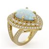 Image 2 : 11.19 ctw Opal & Diamond Ring 14K Yellow Gold - REF-333R6K - SKU:43297