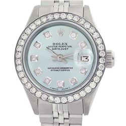 Rolex Men's Stainless Steel, QuickSet, Diamond Dial & Diamond Bezel - REF-569H4W