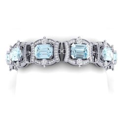 42.18 ctw Sky Topaz & VS Diamond Bracelet 18K White Gold - REF-654F5N - SKU:38784