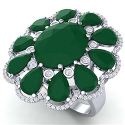 20.63 ctw Emerald & VS Diamond Ring 18K White Gold - REF-353X6R - SKU:39138