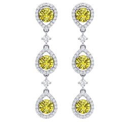 5.11 ctw Fancy Yellow SI Diamond Earrings 18K White Gold - REF-618K2W - SKU:39102