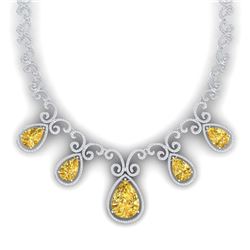 36.1 ctw Canary Citrine & VS Diamond Necklace 18K White Gold - REF-1022N7A - SKU:39537