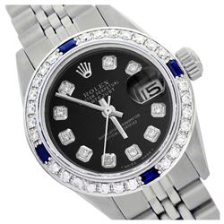 Rolex Men's Stainless Steel, QuickSet, Diam Dial & Diam/Sapphire Bezel - REF-521K7T