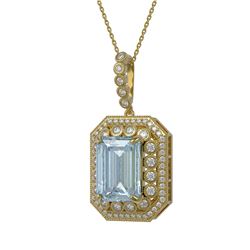 16.94 ctw Sky Topaz & Diamond Necklace 14K Yellow Gold - REF-246X2R - SKU:43570