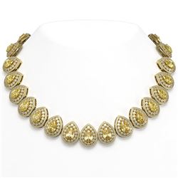 103.62 ctw Canary Citrine & Diamond Necklace 14K Yellow Gold - REF-3002M4F - SKU:43243