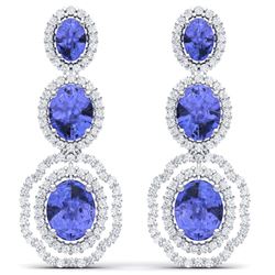 17.32 ctw Tanzanite & VS Diamond Earrings 18K White Gold - REF-418H2M - SKU:39210
