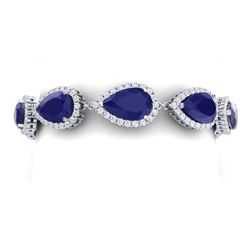 42 ctw Sapphire & VS Diamond Bracelet 18K White Gold - REF-527N3A - SKU:38862