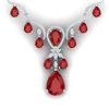 Image 1 : 36.14 ctw Ruby & VS Diamond Necklace 18K White Gold - REF-763H6M - SKU:38592